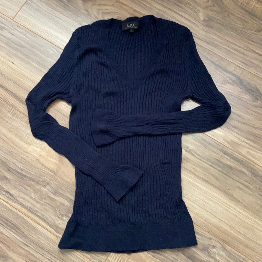 APC ribbed v neck knit